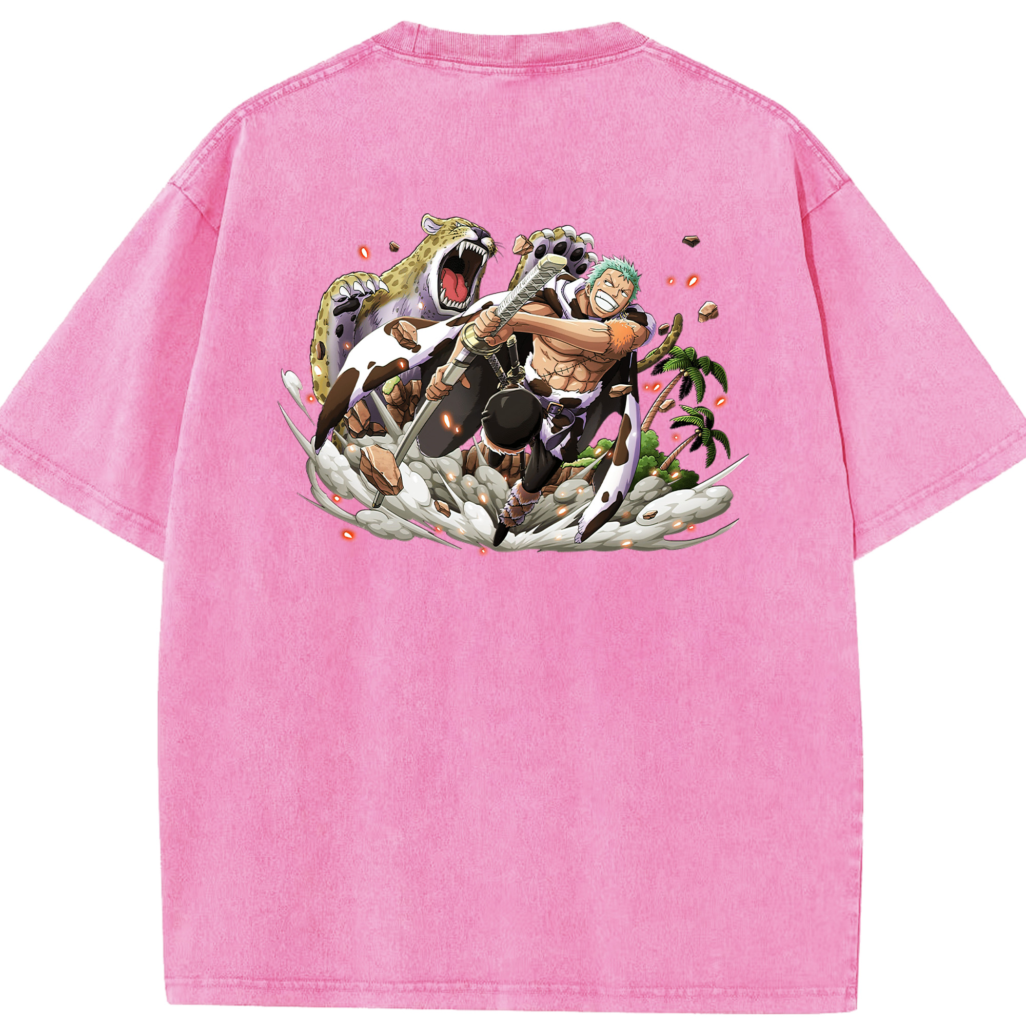 ワンピース ロロノア・ゾロ ONE PIECE Roronoa Zoro 綿100% ヴィンテージ風 半袖Tシャツ（背面プリント）